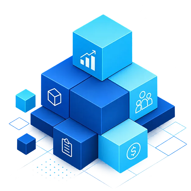 Modblox platform overview with ERP connectivity, dashboards, and server management